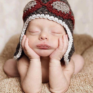 Crochet Aviator Hat with Goggles- Photo Prop