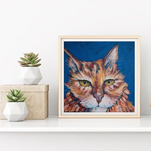 Ginger Cat Portrait Painting: Acrylbild, Kunstdruck, Kinderzimmer Dekor