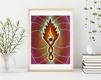 Flaming Third Eye Art Print: Psychedelic Visionary Wall Decor