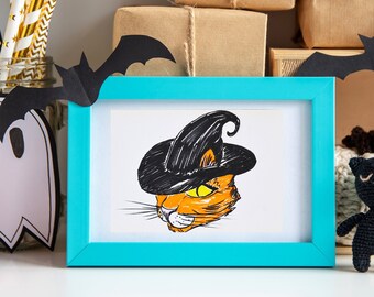 Witch Cat Halloween Decor