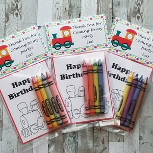 Cute Train Birthday Party Favor Bags With Mini Coloring Pages and ...