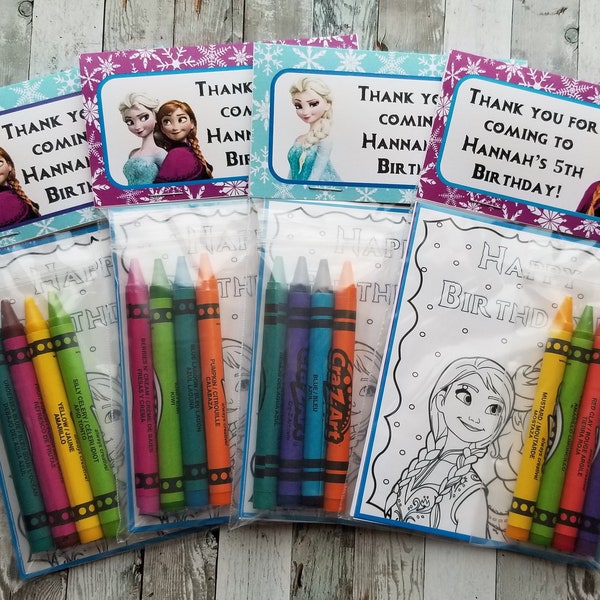 Frozen Coloring Favor Bags-Frozen Birthday Party-Coloring Pages-Mini Coloring Books-Frozen theme