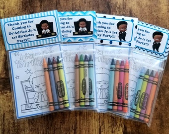 Baby Boy Birthday Coloring Favor Bags – Crayon Party Favors