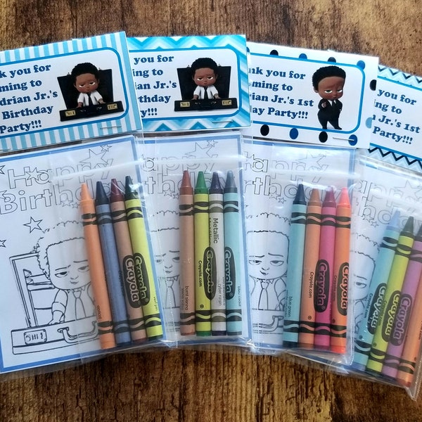 Baby Boy Coloring Favor Bags- Baby boy Birthday Party-Coloring Pages-Mini Coloring favor-  Baby boy theme