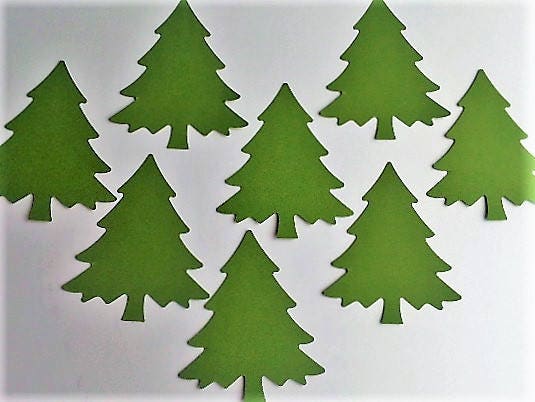 30 3.5 X 2.4 Christmas Tree Die Cut Christmas Cardstock Holiday