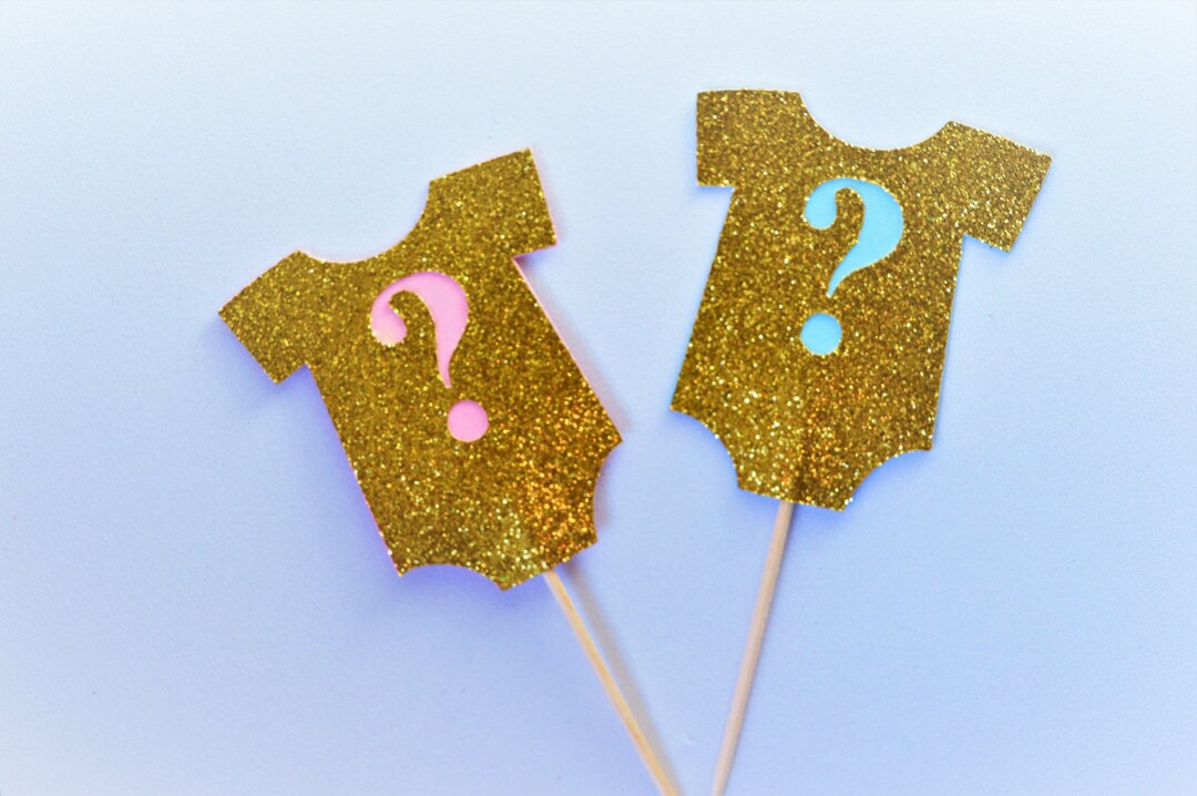 Gold Cupcake Topper Question Mark Cupcake Toppersgender Reveal Ideas