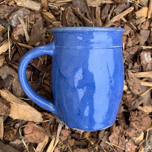Mug Four and a Half inches Tall  Dover Clay  Floating Blue Glaze cup, stein, coffee cup, tea cup Blue