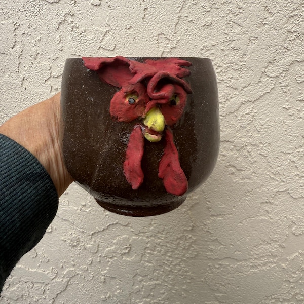 Mug of chicken face 3 1/4 inches Tall. Cup, stein, coffee cup