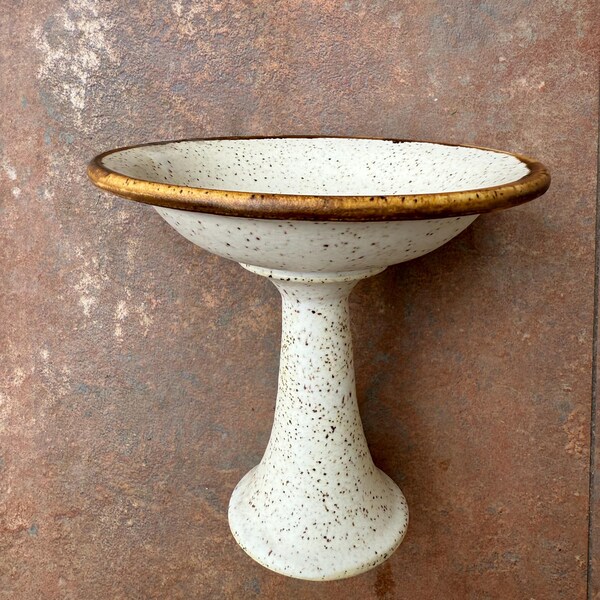Chalice 5 1/2 inches Tall Speckled BMix Iron oxide rim. Flaming UU chalice. Compote, jewelry dish, candy dish