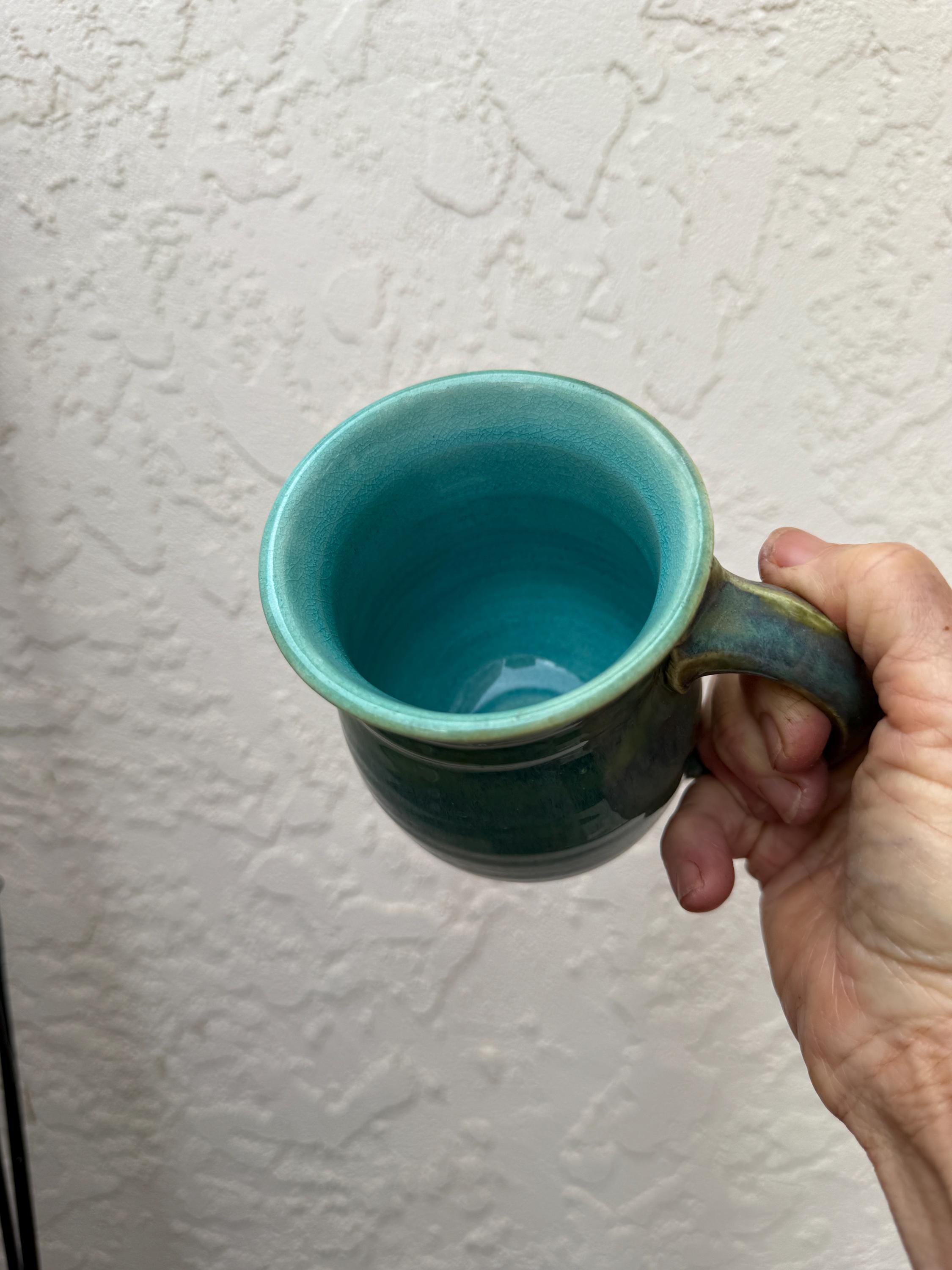 Mug Four Inches Tall Glazed Seaweed X 2, + 1 Oatmeal on Dover Clay