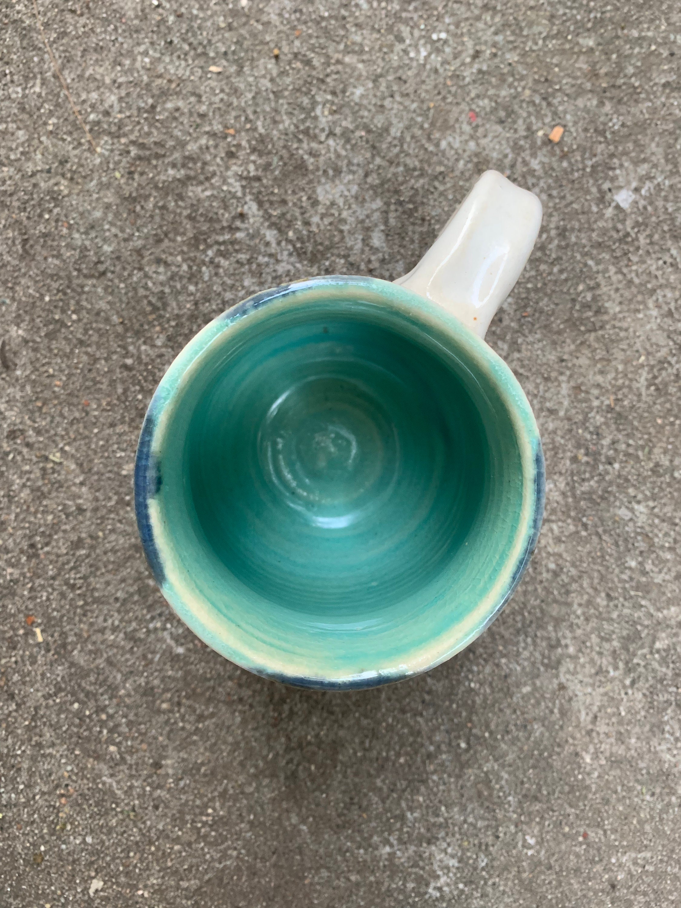 Stripe Mug 3 3/4 Inches Tall Kaplan White Handle, Floating Blue Poured  Stripes Blue Water Glaze Interior - Etsy