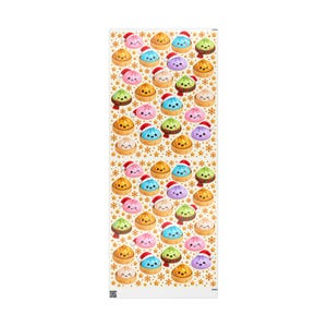 Carta da regalo natalizia Kawaii a tema ravioli, colorata confezione regalo per le feste.