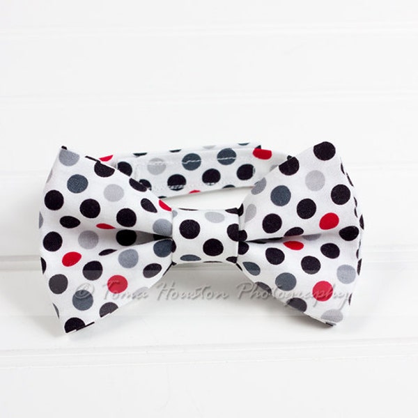 Boy's Bow Tie, Newborn, Baby, Child- White, Grey, Red, Black, Polka Dots (2-3 Business Day Processing)