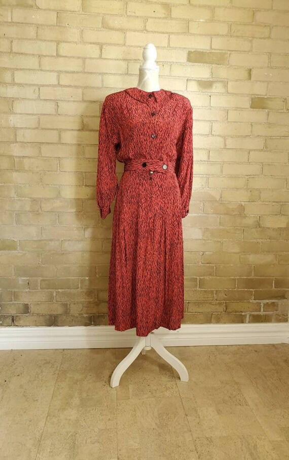 Vintage Albert Nipon 1980s red zebra animal print