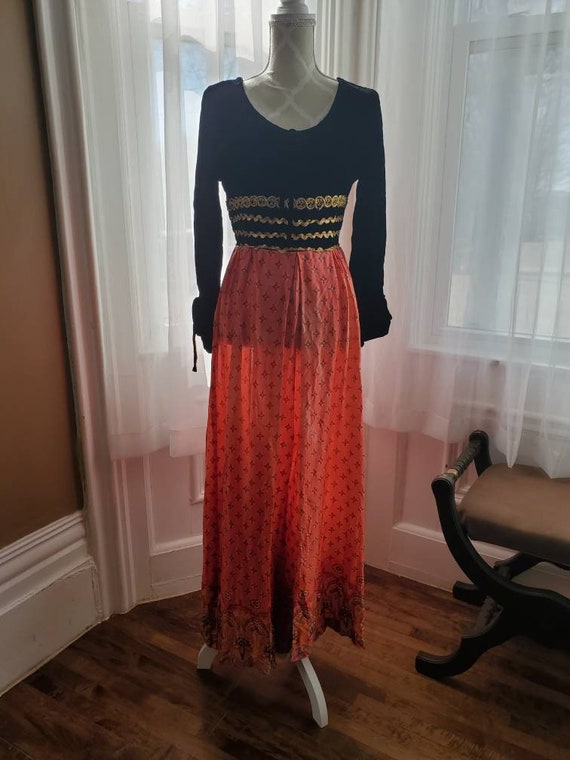 1960s vintage velvet and nylon palazzo jumpsuit