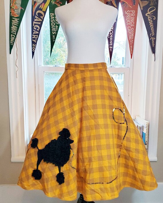 yellow and taupe poodle circle skirt
