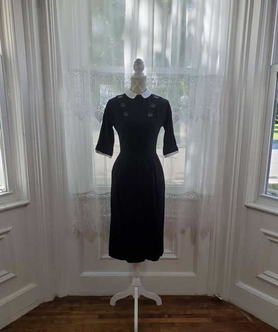 Vintage 1930 1940 I Magnin wool dress