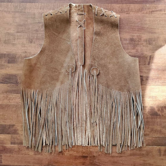 1970s rawhide fringe vest
