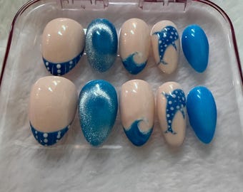 Whimsical Whale Shark Press-On Nail Set