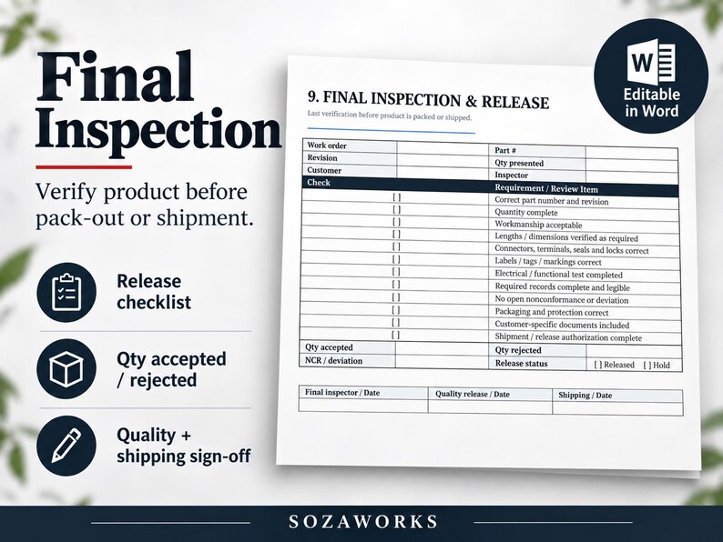 Manufacturing Templates Bundle | Job Traveler, Work Instruction ...