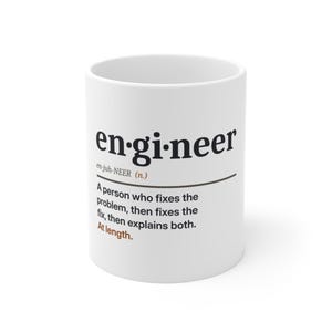 Christmas Gift for Engineer, Funny Definition Coffee Mug, Dictionary Style Stocking Stuffer for Coworker