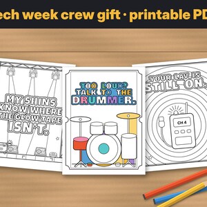 Regalo para el equipo de la Semana Técnica, Libro para colorear divertido para el personal de escenario, PDF imprimible para equipos de teatro y conciertos