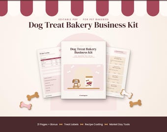 Editable Dog Treat Bakery Business Kit, Pet Treat Labels, Recipe Costing (PDF)