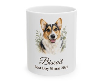 Custom Watercolor Pet Portrait Mug from Photo, Personalized Dog Mug with Name, Cat Portrait Coffee Mug, Pet Memorial Gift