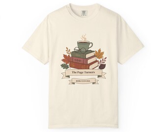 Custom Book Club Shirt, Personalized Reading Group Tee with Club Name, Book Stack Coffee Emblem, Matching Book Club Shirts