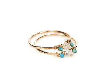 Herkimer Dainty Stacking Ring - 14K Gold Filled or Sterling Silver