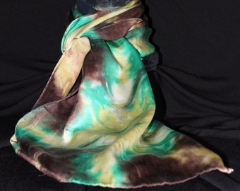 silk charmeuse scarf, hand-dyed