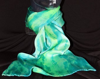 silk charmeuse scarf, hand-dyed