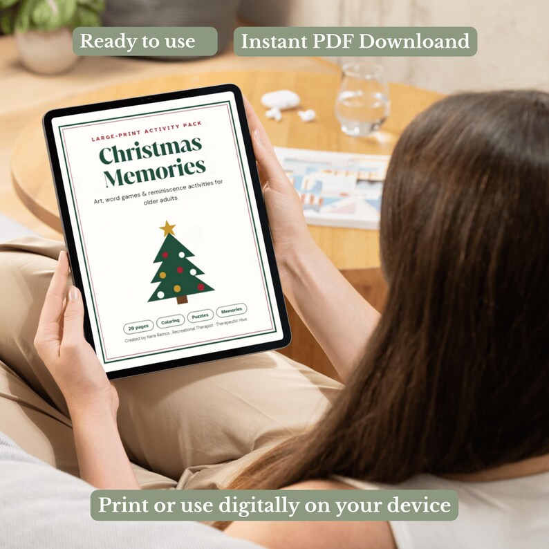 Senior Christmas Program Christmas Activities for Seniors, Large Print Dementia Activity Pack ...