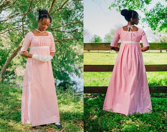 Square-Neck Regency Day Dress - MADE TO ORDER - Jane Austen - Pride and Prejudice - Sanditon Dress