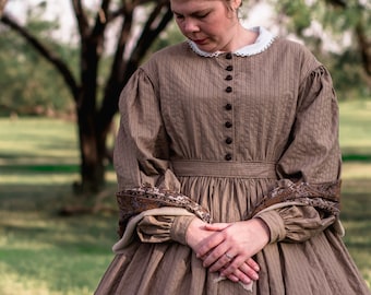 Victorian Day Dress - MADE TO ORDER - 1840, 1850, 1860, 1870 - "Work Dress" - Pioneer Dress - 19th Century