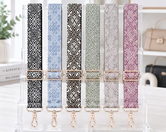 Retro geruite tasriem, verstelbare schouderriem, brede tasriem in gitaarstijl, reisaccessoire, veganistisch, cadeau voor haar