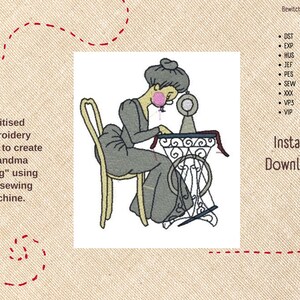 Machine Embroidery Design: Grandma Sewing instant digital download image 2