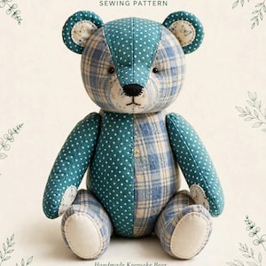 Modello per cucire un orsetto ricordo, orsetto di peluche commemorativo in formato PDF, modello per orsetto di peluche fai da te, download immediato