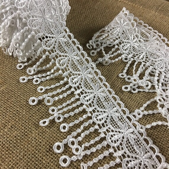 White Multi-Use ex Lace Trim Rose Floral Geometric Scallops Venise by The Yard 5 Wide 2 Yards Available in Multiple Colors Garments Slip Extender