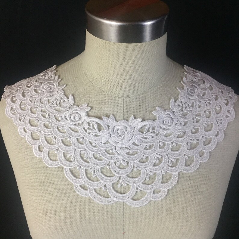 Black embroidered patch lace YOKE chest applique motif dress dance collar