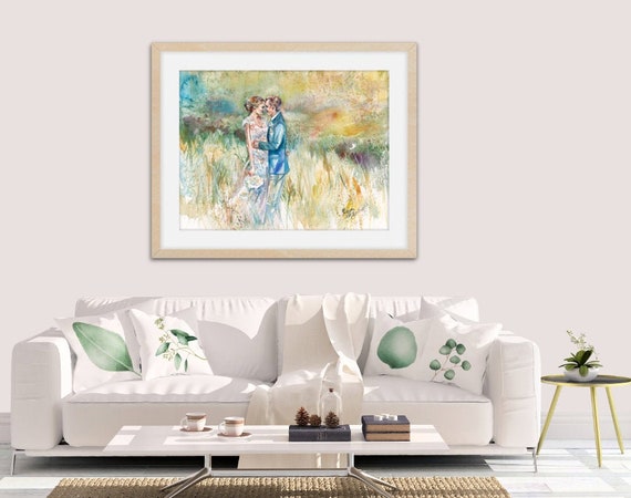 1 Year Anniversary Gift for Him. custom painting from photo. watercolor portrait. anniversary gift. personalized wall art. original painting