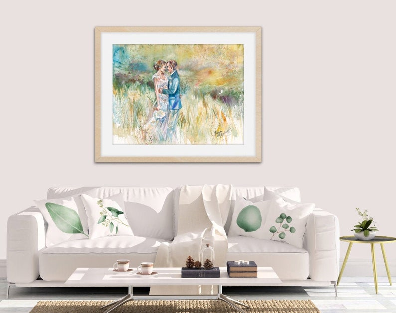 1 Year Anniversary Gift for Him. custom painting from photo. watercolor portrait. anniversary gift. personalized wall art. original painting image 1
