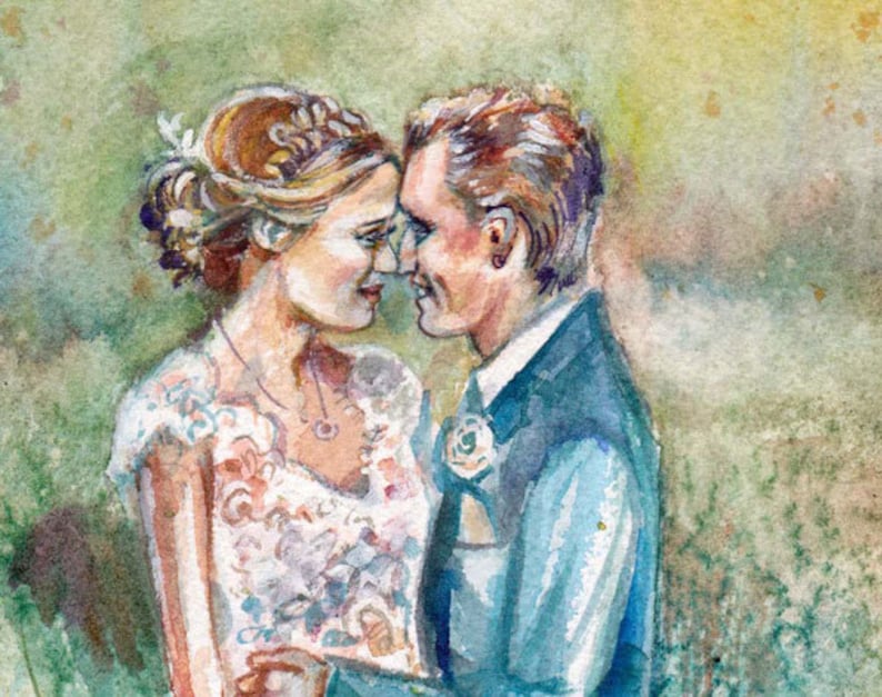 1 Year Anniversary Gift for Him. custom painting from photo. watercolor portrait. anniversary gift. personalized wall art. original painting image 8