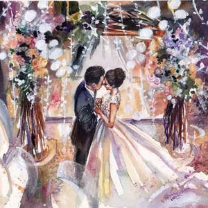 Couple portrait. art commission. sentimental gifts. 1st anniversary gift. portrait from photo. original watercolor. paper anniversary