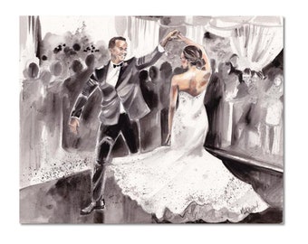 Couple Portrait. Newlywed Gift. Sentimental gifts. 50th anniversary. First dance painting. portrait from photo. custom wall decor