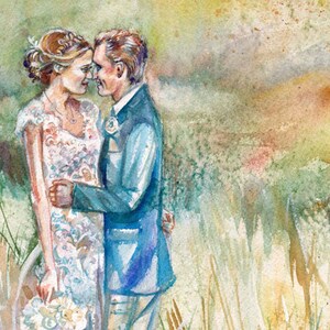 1 Year Anniversary Gift for Him. custom painting from photo. watercolor portrait. anniversary gift. personalized wall art. original painting image 7