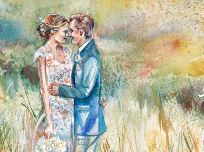 1 Year Anniversary Gift for Him. custom painting from photo. watercolor portrait. anniversary gift. personalized wall art. original painting image 7