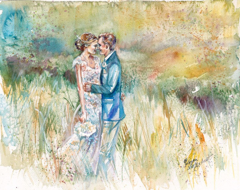 1 Year Anniversary Gift for Him. custom painting from photo. watercolor portrait. anniversary gift. personalized wall art. original painting image 3