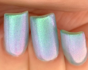 NEW- Tranquil Glow- Green Blue Purple Pink "Glow Pop Collec Pt. 9" MultiColor Shifting: Mylar Oil Slick/ Polish Me Silly Indie Nail Polish