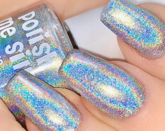 Chasing Rainbows -100% Holographic/SPECTRAFLAIR Nail Polish Indie Rainbow Pop Nail Polish Lacquer Water Marble Stamping Nail Polish Me Silly